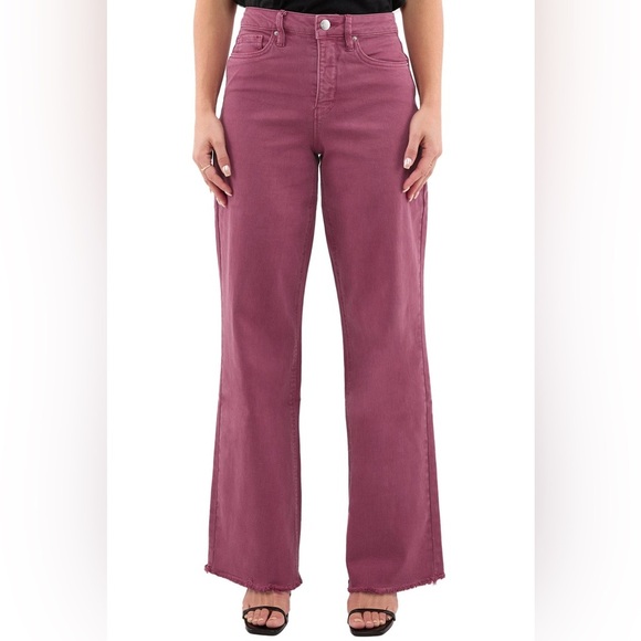 RFM Los Angeles CHLOE High Rise Frayed Wide Leg Magenta Pants, SZ 30 NWOT - Picture 3 of 5